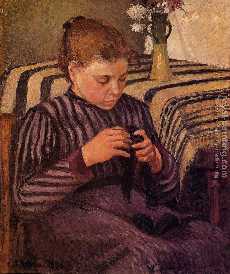 Camille Pissarro : Young Girl Mending Her Stockings